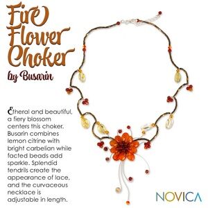 NOVICA Fire Flower Choker by Busarin
